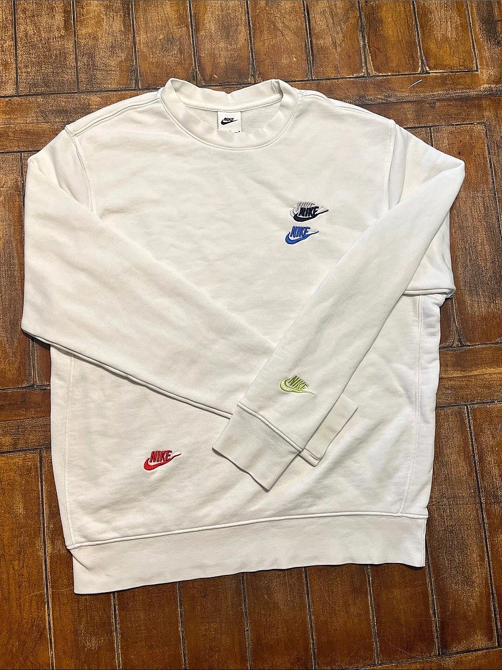 Nike Club Fleece+ Multi-Label Logo Crewneck Sweatshirt White